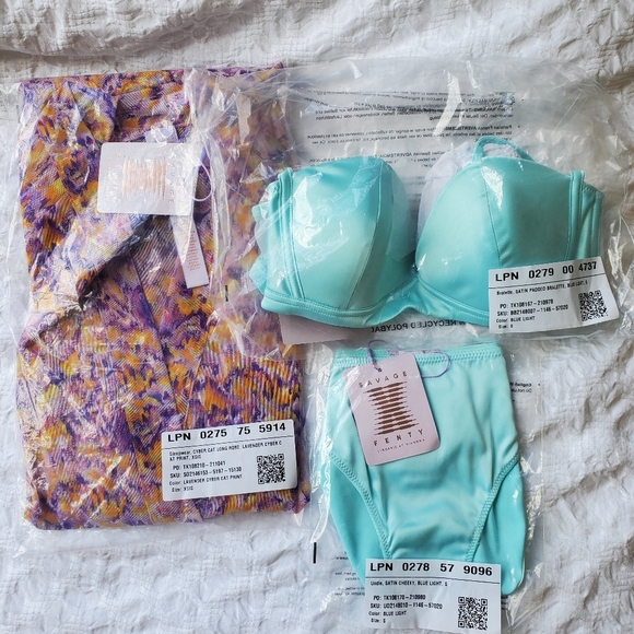 Savage X Fenty Cyber Cat Long Robe Three Piece Set - Picture 13 of 15